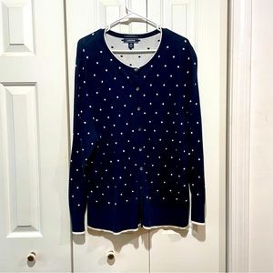 Lands’ End Long Navy Blue Cardigan 2X